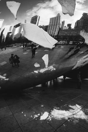 Monochrome The Bean Chicago With Snow — Huawei MatePad Air (2026) Picha ya Ukuta
