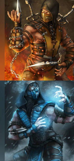 Mortal Kombat Scorpion Vs Sub Zero Kwa Simu — iPhone 16 Pro Max Picha ya Ukuta