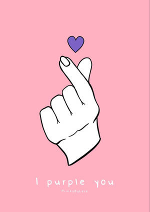 Moyo wa Kidole I Nakupenda Zambarau Mandharinyuma — Bts aesthetic Picha ya Ukuta