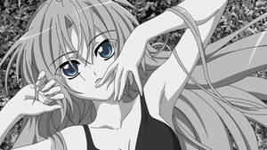 Mrembo Mweusi na Mweupe Mwanamke Anime Mwenye Macho ya Bluu — Msichana wa anime Picha ya Ukuta