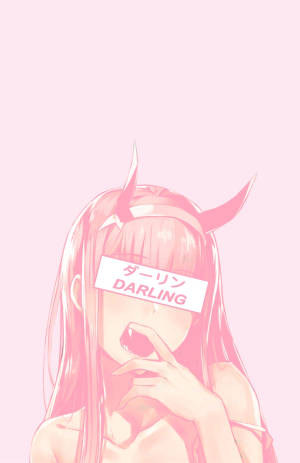 Mrembo Pink Anime Darling Mwenye Pembe — Infinix Xpad GT Picha ya Ukuta