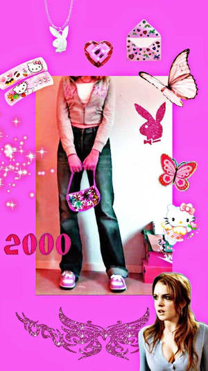 Mrembo wa Indie Kit Lindsay Lohan Pink — Mtindo wa kijana indie Picha ya Ukuta