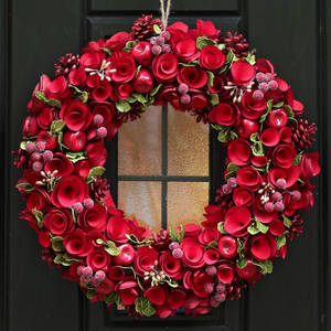 Wreath ya Krismasi ya Roses Nyekundu wallpaper — Tecno Phantom V Flip Picha ya Ukuta