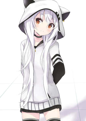 Picha za msichana wa anime akiwa amevaa hoodie — iPad 10th Generation Picha ya Ukuta