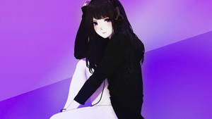 Picha ya mandhari ya Msichana wa Anime Hoodie Nyeusi — Msichana wa anime hoodie Picha ya Ukuta