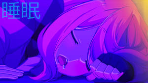 Picha ya mandhari ya msichana wa anime wa rangi ya pinki akiwa amelala — Pink anime aesthetic Picha ya Ukuta
