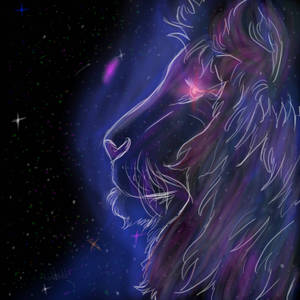 Msimu wa Neon Simba Galaxy — Galaksi simba Picha ya Ukuta