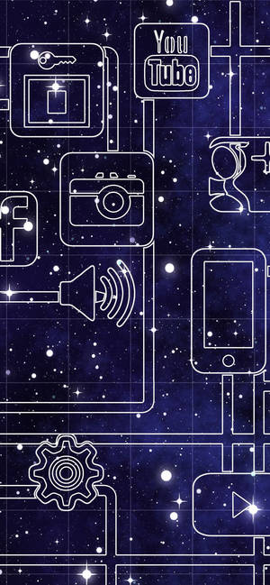 Mstari wa Jiometri ya Media Social — Samsung S23 Ultra Picha ya Ukuta