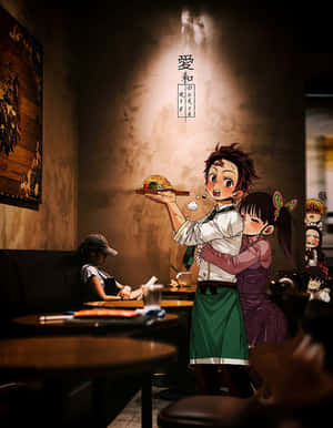 Mtu Mzuri wa Demon Slayer Tanjiro Kamado na Kanao Tsuyuri — Mshambuliaji wa pepo tanjiro Picha ya Ukuta