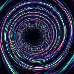 Tuneli la mviringo mwenyewe lililowasifu kwa mwanga wa neon. — Galaxy Watch Picha ya Ukuta