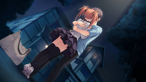 Mandhari ya Mwanafunzi wa Shule wa Anime Akikumbatia