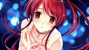 Mwanamke Mrembo wa Anime Mwenye Nywele Nyekundu — Kawaii Anime Picha ya Ukuta