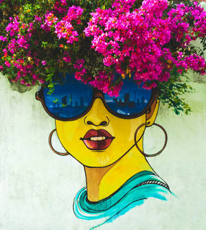 Flower Hair Woman Street Art wallpaper — Vivo X Fold3 Pro Picha ya Ukuta