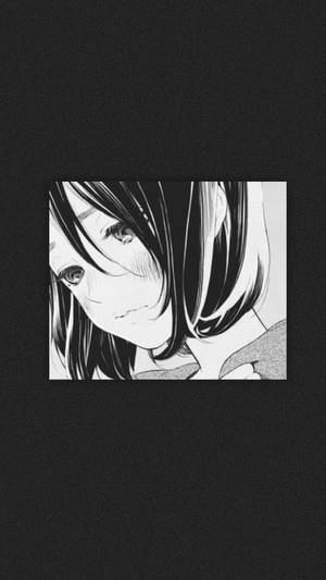 Mwanamke wa Anime Mwenye Huzuni Aesthetic Telefoni ya Rangi ya Saa na Weusi