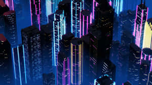 Mandhari ya Neon City — Mji wa neon Picha ya Ukuta