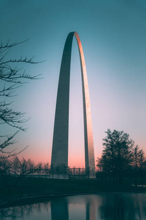 Mwanzo wa St. Louis Arch wakati wa Magharibi — Machungwa aesthetic GIF Picha ya Ukuta