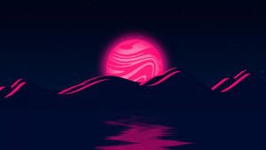 Mwezi wa Neon Mawimbi ya Pink wallpaper — Mwezi wa neon Picha ya Ukuta