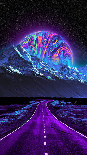 Mwezi wa Neon wa Phosphorescent wallpaper — Mwezi wa neon Picha ya Ukuta