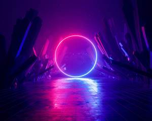 Mwezi wa Neon wa Sayansi wallpaper — Mwezi wa neon Picha ya Ukuta