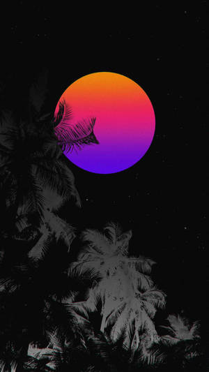 Mwezi wa Neon wa Tatu Rangi wallpaper — Mwezi wa neon Picha ya Ukuta