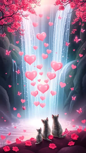 Siku ya Wivu, mwitikio, maporomoko ya maji, wivu, wanyama, pink, farasha, sihiri, romantiki, wallpaper ya smartphone — Maporomoko ya maji Picha ya Ukuta