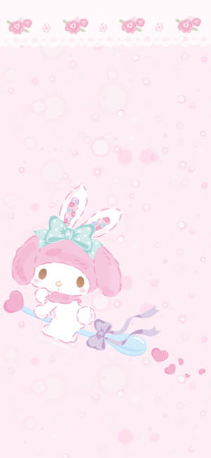 My Melody riding a spoon wallpaper — iPhone 16e Picha ya Ukuta