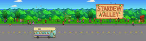 Stardew Valley signboard with people wallpaper