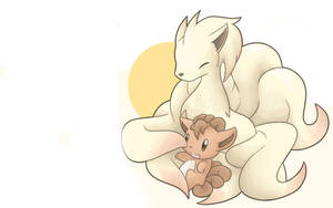 Nakala Rahisi ya Ninetales na Vulpix — Pokemon Telefoni Picha ya Ukuta