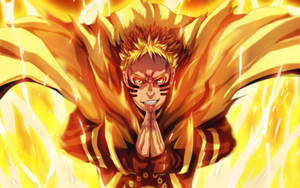 Naruto Baryon Mode Moto wa Flames za Njano — Naruto Baryon Mode Picha ya Ukuta