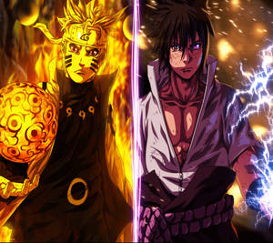 Naruto na Sasuke Rasengan Kubwa — Naruto Baryon Mode Picha ya Ukuta