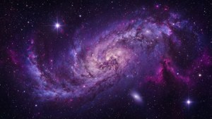 Nebula ya galaksi ya zambarau yenye nyota, inayowasha hisia za upana wa anga. — Zambarau Picha ya Ukuta