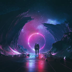 Neon Mwezi wa Milky Way wallpaper — Mwezi wa neon Picha ya Ukuta
