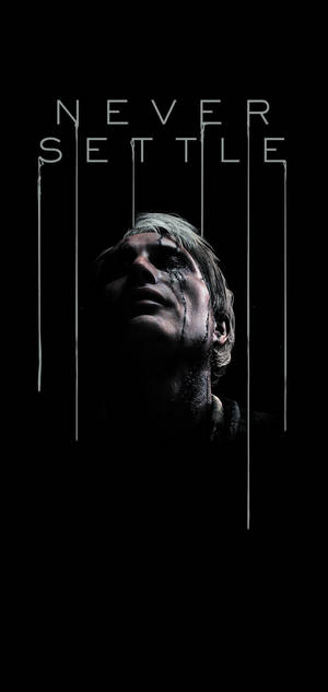 Never Settle Death Stranding — iPhone 14 Pro Max Picha ya Ukuta