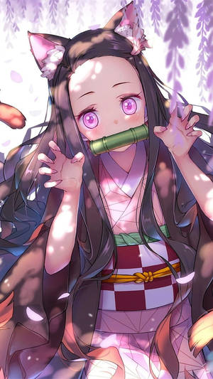 Nezuko ya Demon Slayer na Mwili wa Paka