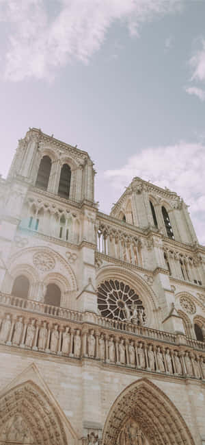 Notre Dame Cathedral Front Architecture — Vivo V60 Picha ya Ukuta