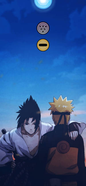 Nukta Notch Naruto na Sasuke — iPhone 13 Picha ya Ukuta