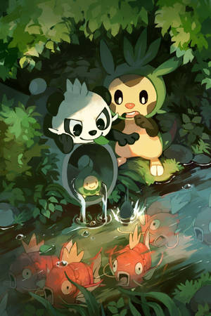 Pancham, Chespin, na Budew — Samaki baridi Picha ya Ukuta