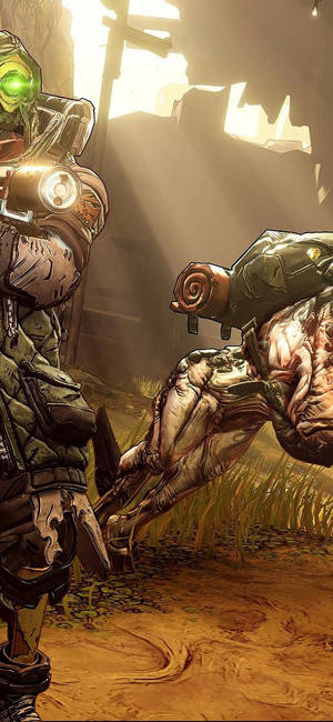 Picha ya ubora wa HD ya FL4K katika mchezo wa Borderlands — 1320x2868 Picha ya Ukuta