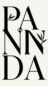 Tapiti ya typografia yenye mwonekano wa kiwango cha chini na maandishi 'PANDA' na mabua ya bamba. — iPhone Se Picha ya Ukuta