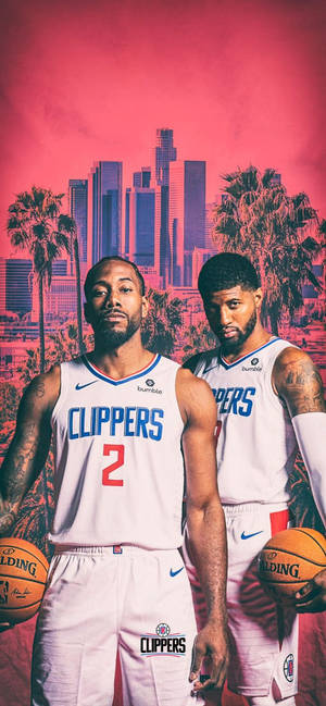 Paul George Na Kawhi Leonard wallpaper ya simu — iPhone 12 Picha ya Ukuta