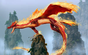 PC ya Dragon Nyekundu ya Japani Inayowaka — Ryuu wa PC Picha ya Ukuta