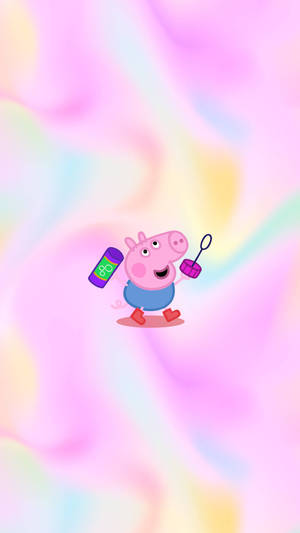Peppa Pig iPhone George Na Mapovu — Pastel iPhone Picha ya Ukuta