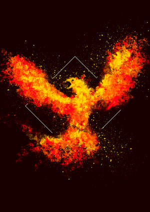 Disintegrating red gold phoenix diamond background wallpaper. — Oppo Pad 5 Picha ya Ukuta