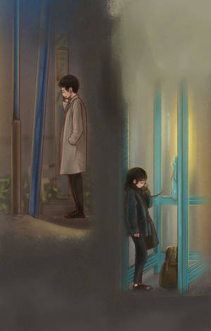 Long distance relationship cute painting wallpaper — RedMagic Tablet Picha ya Ukuta
