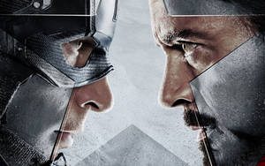 Picha ya Karibu ya Uso kwa Uso ya Captain America Civil War — Marvel Picha ya Ukuta