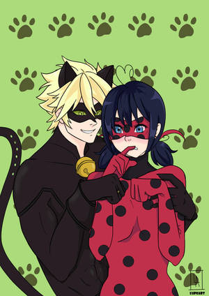 Picha ya Mbwa ya Busu la Ladybug na Cat Noir — Ladybug na cat noir busu Picha ya Ukuta