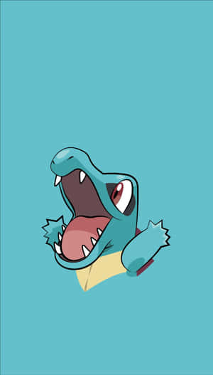 Picha ya Nusu Mwili ya Totodile Mwenye Rangi Nyangavu — Anime simu Picha ya Ukuta