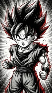 Picha ya shujaa wa manga iliyoundwa kwa mtindo maalum, ikiwa na mistari ya kasi na rangi nyekundu, inayoamsha nguvu ya shonen maarufu. — Manga GIF Picha ya Ukuta