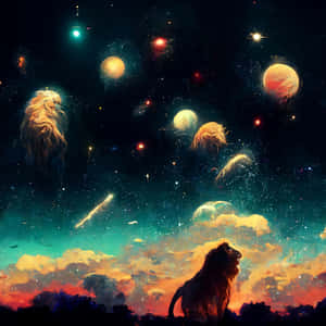 Picha ya Simba wa Galaxy — Galaksi hai Picha ya Ukuta