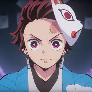 Picha ya mandhari ya Tanjiro na kinyago cha mwuaji wa mashetani — Rui Demon Slayer Picha ya Ukuta